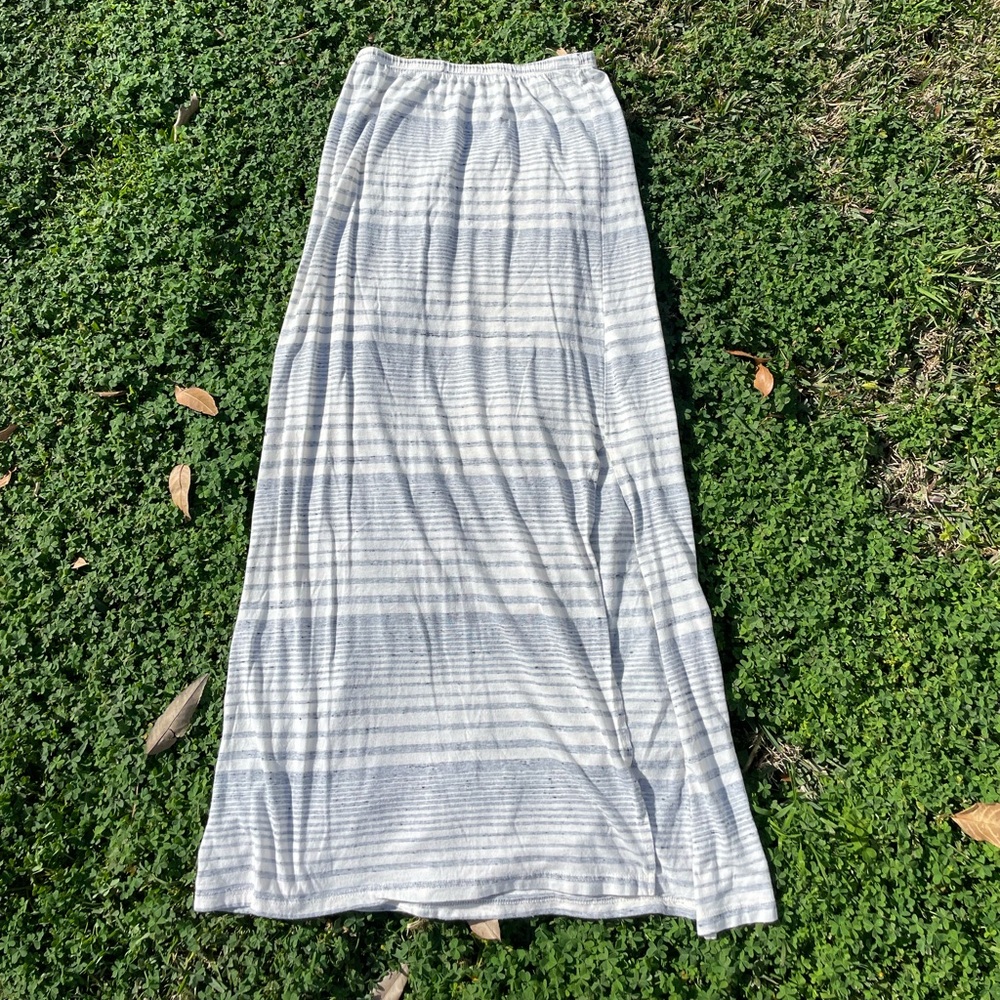 2000s cream striped maxi skirt
